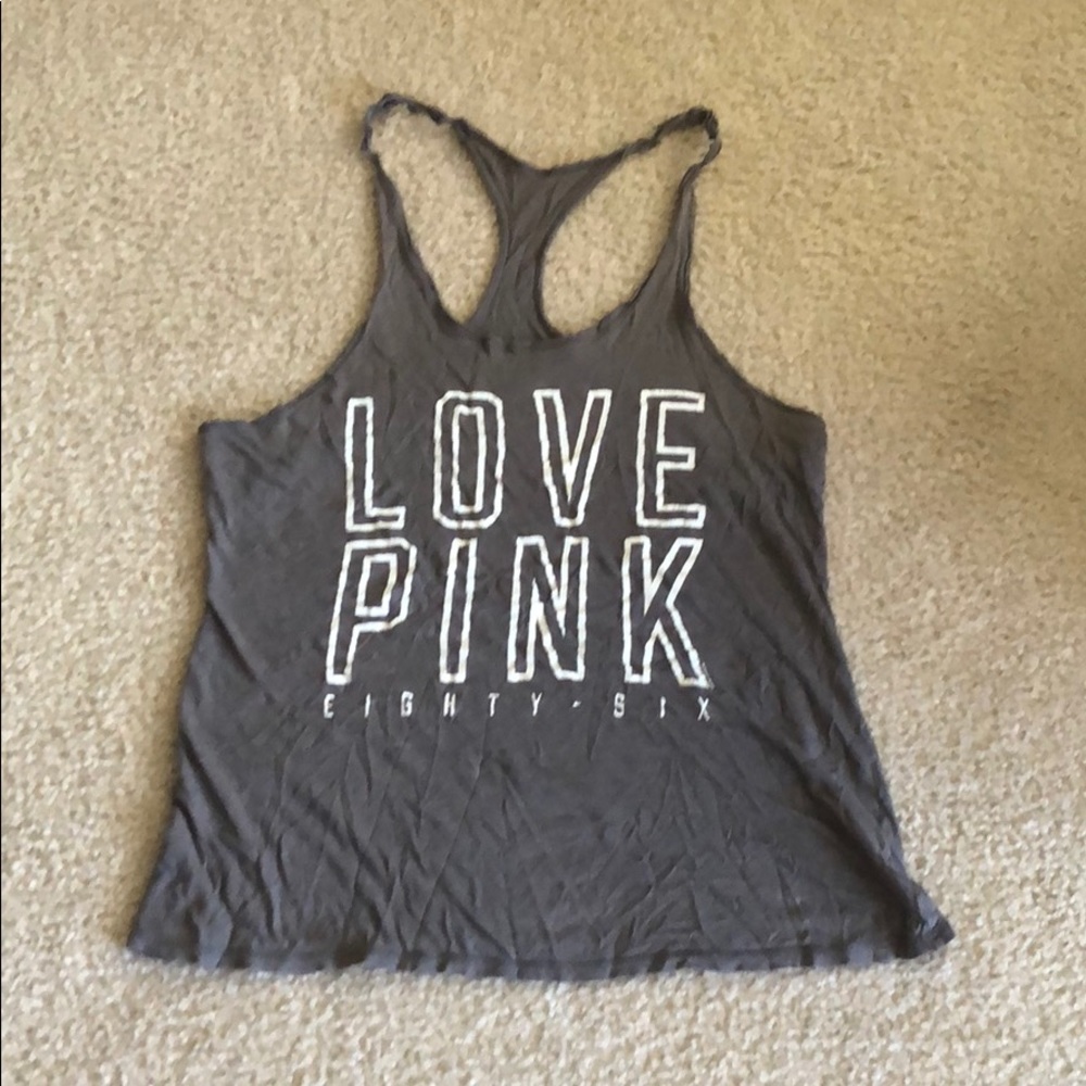 Gray “love pink tank”